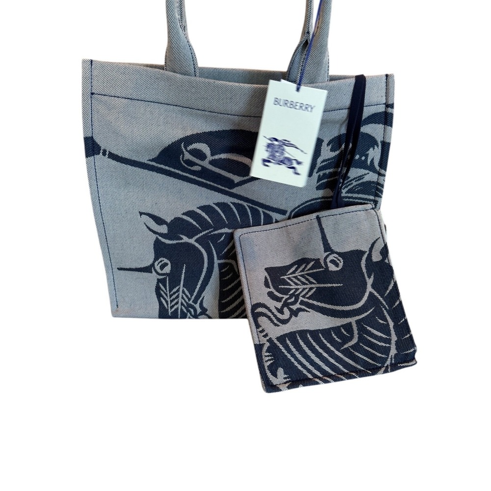 Burberry Unisex Cotton LL EKD Tote in Knight Blue, large, with graphic, 8090432 - Picture 7 of 14